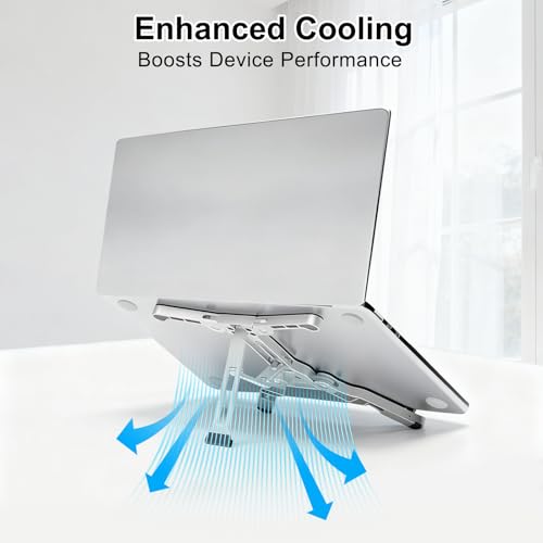 RUHEG Laptop Stand for Desk, Ergonomic Portable Laptop Stand, Riser Holder Notebook Stands, Foldable Aluminum Computer Stand with Air, Pro, More 10-16” Laptops, Tablets, Phone - image 6