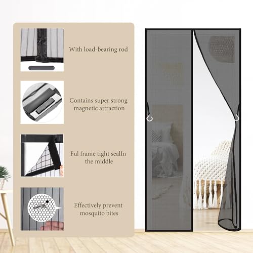Moustiquaire porte fenetre magnetique 172x231cm rideau noir patio - 5