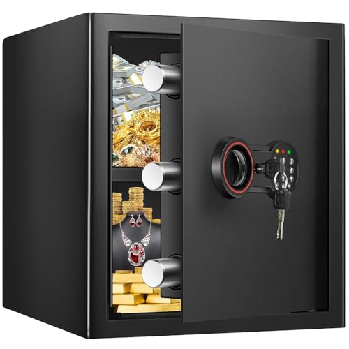 2.0 Cub Large Home Safe, Anti-theft Safe Box with Dual Alarm System, Programmable Keypad, Spare Keys and Removable Shelf, Digital Security Safe for Documents Jewelry Money Firearm Medicines