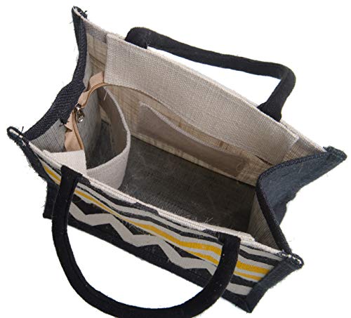 Image of H&B Jute Bags for Lunch for Men Jute Bags with Zip - Zigzag