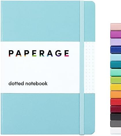PAPERAGE Dotted Journal Notebook, (Sky Blue), 160 Pages, Medium 5.7 inches x 8 inches - 100 gsm Thick Paper, Hardcover
