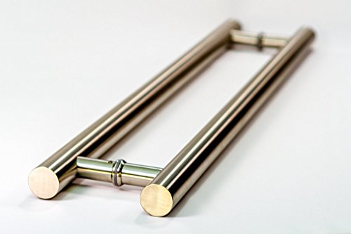 12 Inch Round Shape Bar Stainless Steel Modern Contemporary Entry Door Handle Bar Ladder Pull Shower Glass Sliding Barn Door Entrance Kitchen Interior Exterior Door Pull Push Brush Nickel Satin Finish #TOP2