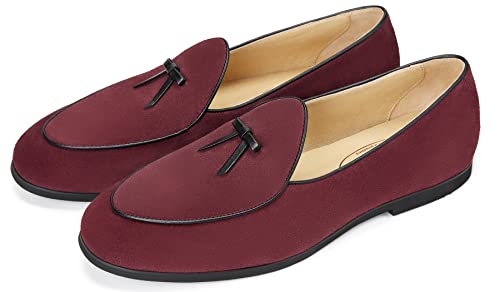 Image of Journey West Men's Suede Leather Belgian Loafers for Men Slip-on Casual Penny Casual Loafers