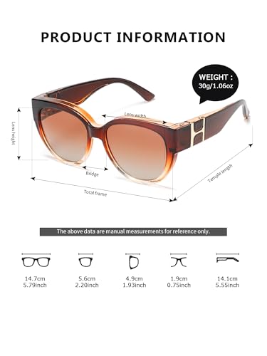 Fit Over Glasses Polarized Sunglasses for Women & Men, Stylish Cat Eye Design Sun Glasses 100% UV Protection2