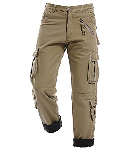 WINOTO Mens Fleece Lined Cargo Pants Winter Thicke Camo Work Pants Outdoor Trousers