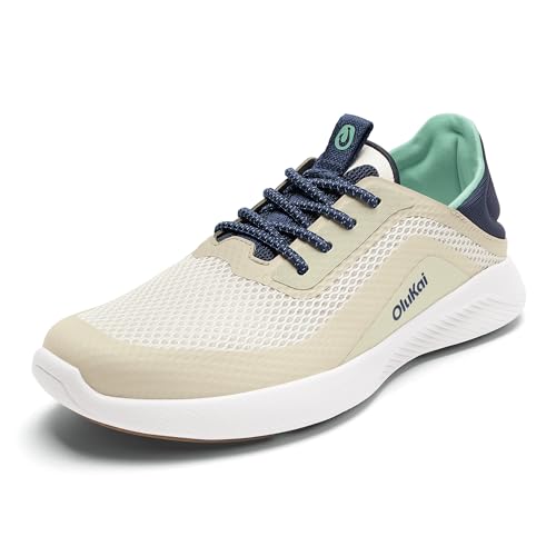 OluKai Kialoa Women’s Water Friendly Slip-On Sneakers, Breathable Walking Shoes with Wet Grip, Lightweight & Comfortable Casual Shoe for Everyday, White Sand/Bright White, 7.5 - image 1