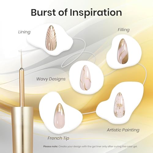 Image of Beetles Metallic Gel Nail Polish Liner Set Silver Bronze Gold 2pcs Gel Liner Nail Art French Tip 3D High-Gloss Effect for Nails Paint Design with Build in Thin Brush DIY Soak Off Uv Lamp Manicure