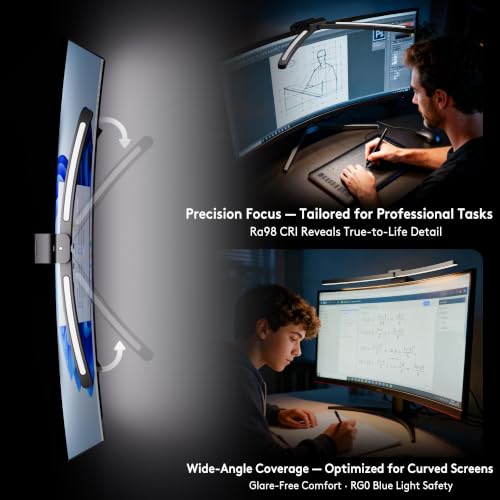 Image of Quntis Curved Monitor Light Bar for 34 inch+ Ultrawide, Curve-Matching Pivoting
