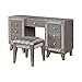 Coaster Home Furnishings Leighton Modern Classic 2-Piece 7-Drawer Makeup Vanity Desk and Stool for Bedroom Makeup Table with Upholstered Vanity Seating Mirrored Details Metallic Mercury 204927