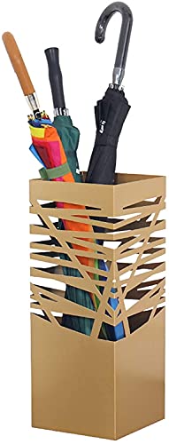 Sywlwxkq Umbrella Stand Rack,Umbrella Stand Large-Capacity Hollowout Umbrella Bucket for Home Hotel,Waterproof,Rustproof and Space Saving,Gold