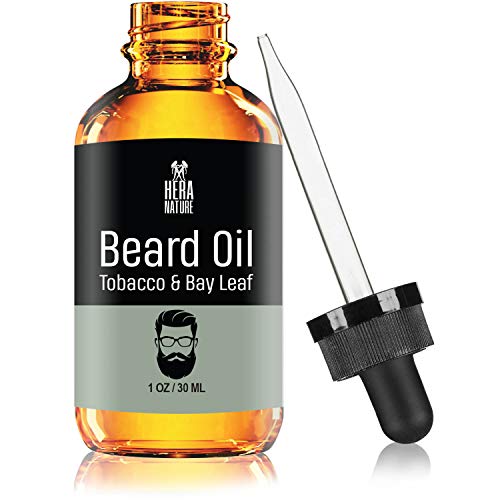 Hera Nature Beard Oil Conditioner for Men - Tobacco & bay leaf, Natural Ingredients, Keeps Beard and Mustache Full, Reduce Itchy, Promote Healthy Growth, Soft and Healthy - 1oz (30ml)