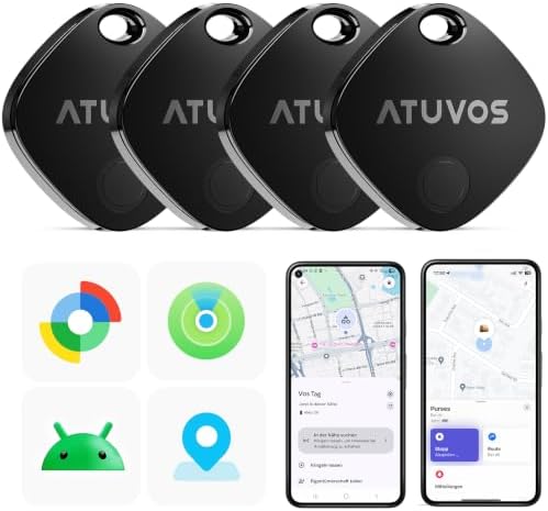 ATUVOS Air Tag Pro Smart Tags Tracker für Android & iOS, Neu Dual-System Schlüsselfinder kompatibel mit Google Mein Gerät finden or Apple Wo ist? App, Smarttag Key Finder für Gepäc