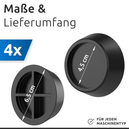 ECENCE Schwingungsdämpfer Waschmaschine 4er Set Vibrationsdämpfer Gummi-Füße Schwarz für Trockner, Geschirrspüler, Anti-Rutsch-Füße, Antivibrationspads