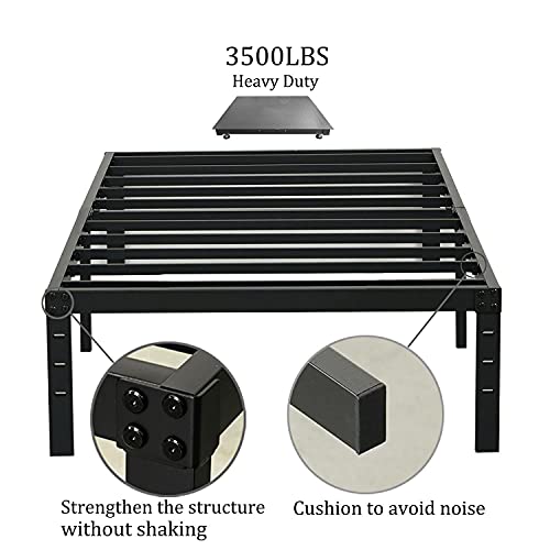 Image of Wulanos Twin Size Bed Frame 18 inches Tall, 3500lbs Heavy Duty Metal Platform with Steel Slats Support, No Box Spring Needed, Sturdy and Noise-Free, Black