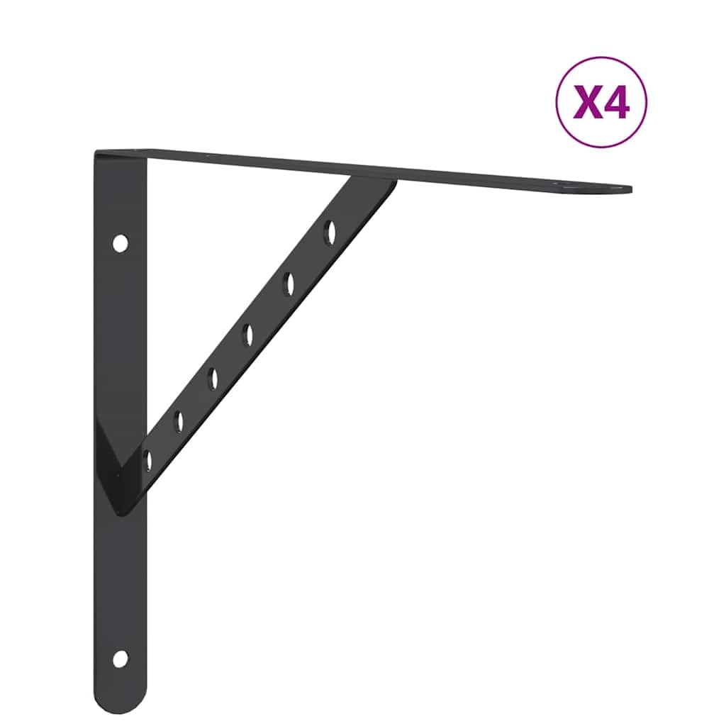 Wspornik regałowy 4 szt. 40 x 2,5 x 25 cm czarny uchwyt ścienny ze stali nierdzewnej do projektów DIY i konsoli regałowej