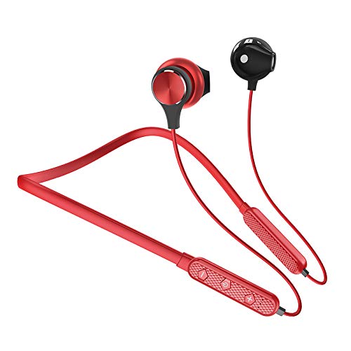 DUDAO U5Plus in-Ear Wireless Bluetooth Earphones with Mic, TF Memory Card MP3 Support, Noise Cancelling Microphone (Red)
