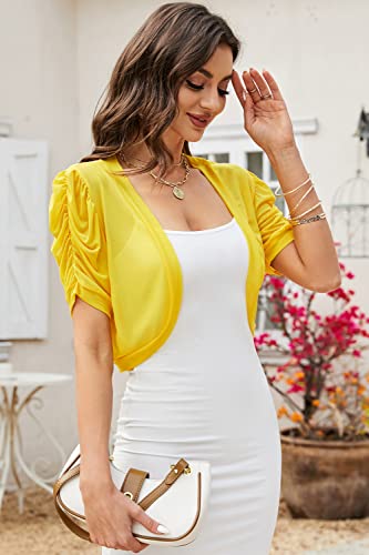Maintain Vigour Cardigan For Women Lightweight Summer Cardigan Womens Sheer Shrugs Chiffon Cropped Cardigan Large A-Yellow #TOP2