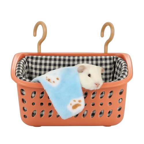 Image of JWShang Rat Hammock for Cage - Small Animal Hanging Basket Bed with Sturdy Hooks, Cozy Pet Rat Cage Accessories for Guinea Pig Chinchilla Sugar Glider Ferret (Pink, S)