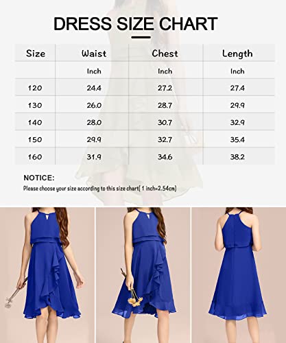 Galawaqe Kids A-Line Halter Neck Chiffon Junior Bridesmaid Dresses Fancy Girl Dress Wedding Elegant Party Gown 5-14 Years Green #TOP5