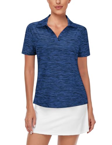 Image of Cucuchy Womens V Neck Golf Polo Shirts Moisture Wicking Sports Workout Tops