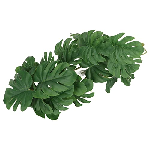 Artificial Reptile Plant Leaves with Suction Cup, Plastic Terrarium Vines, 25 x 25cm, Jungle Habitat Decor for Fish Tank