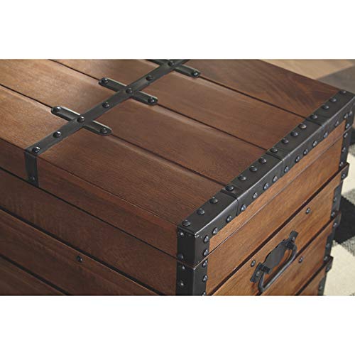 Signature Design By Ashley A4000096 Kettleby Vintage Wood Storage Trunk Or Coffee Table thumb #4