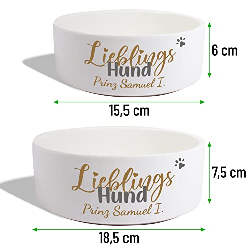 Hundenapf Keramik personalisiert mit Namen „Lieblings-Hund“ | Napf-Set mit/ohne Ständer | Doppelnapf Futternapf Fressnapf Trinknapf | große kleine mittelgroße Hunde Futterstation (2X 1300ml, Gestell)