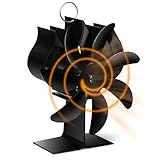 Fwiull Ventilatore Stufa, 7 Foglie Ventola per Stufa a Legna, Ventilatore per Camino con Termometro, Ecologico Silenzioso Senza Elettricità, Ventola Stufa per Gas/Pellet/Legna