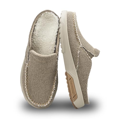Image of Men's Arch Support Plantar Fasciitis Relief Orthopedic Slipper Indoor Canvas Slip On House Diabetic Bunions Casual Loafers