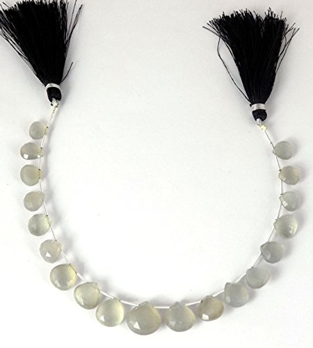 1 Strand Natural Light Grey Moonstone Faceted Heart Shape Briolette Beads 6X6-12X12Mm Gemstone Beads,7" Long Strand #TOP1