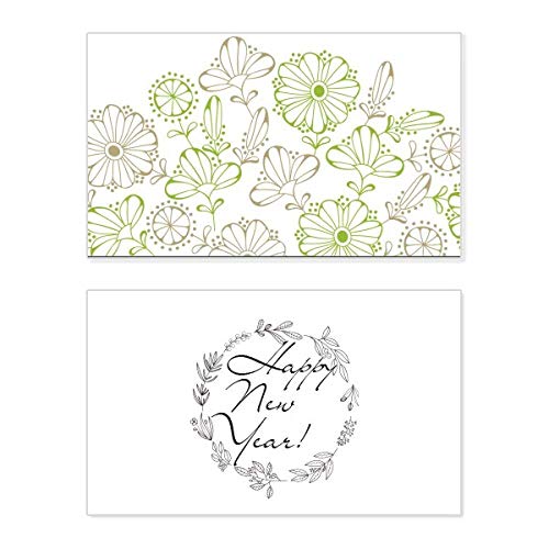 Tarjeta de felicitación de año nuevo con flores para enviar buenos deseos a tus seres queridos
