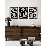 PHOPAGO Black Abstract Wall Art Ink Wash Minimalist Lines Framed Canvas Painting Artwork 11x14in Black Framed - Image 2