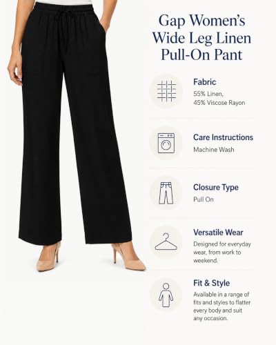 Image of Gap Womens Wide Leg Linen Pull on Pant