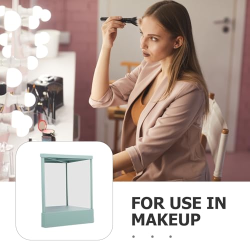 Miroir de table portable pour maquillage et voyage, format compact vert gris - 4