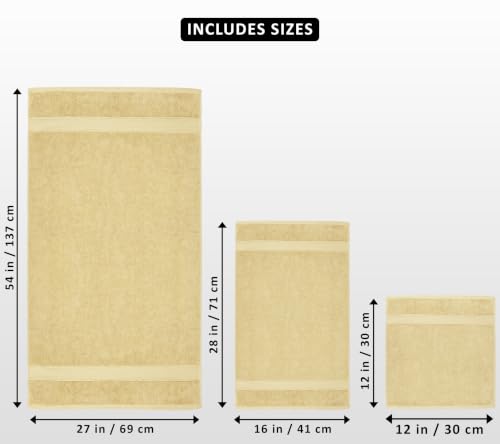 Image of Utopia Towels 8-Piece Premium Towel Set, 2 Bath Towels, 2 Hand Towels, and 4 Wash Cloths, 600 GSM 100% Ring Spun Cotton Highly Absorbent Towels for Bathroom, Gym, Hotel, and Spa (Beige)