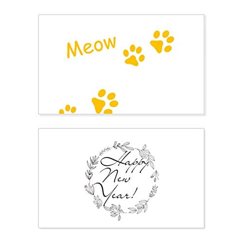 Tarjeta de Año Nuevo con huella de gato para amantes de los felinos