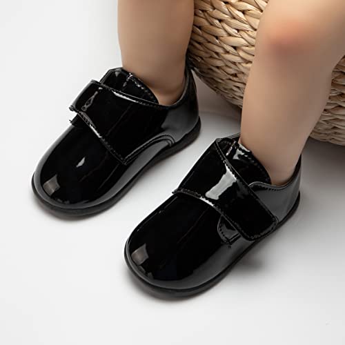 Cindear Infant Baby Boy Oxford Shoes Pu Leather Loafers Rubber And Soft Sole Wedding Dress Shoes Toddler Girl Baby Walking Shoes 1251-Bk12 Black #TOP3
