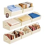 Large Closet Organizers and Storage Bins - 8 Pack Trapezoid Storage Baskets for Shelves, Foldable Fabric Baskets with Handles Ideal for Closet, Basket, Wardrobe and Shelf Storage, Beige