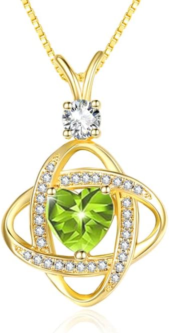 HeartMelody Infinity Necklaces for Women Gold 14K 18K White Gold Plated Dainty Heart Birthstone Pendant, Everyday Necklace Jewelry Anniversary Christmas Birthday Gifts for Wife Mom