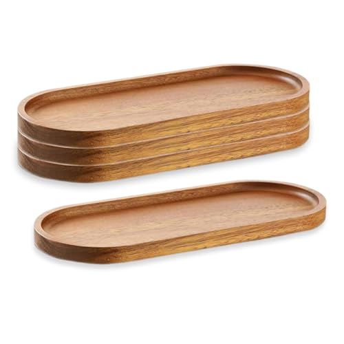 Xnuiasqe Paquete 4 Bandejas Madera para Servir, 11,5 X 4 Pulgadas, para Charcutería, Platos Madera Ovalados, Bandeja Madera para Servir, Platos para la Cena con Queso, A Granel