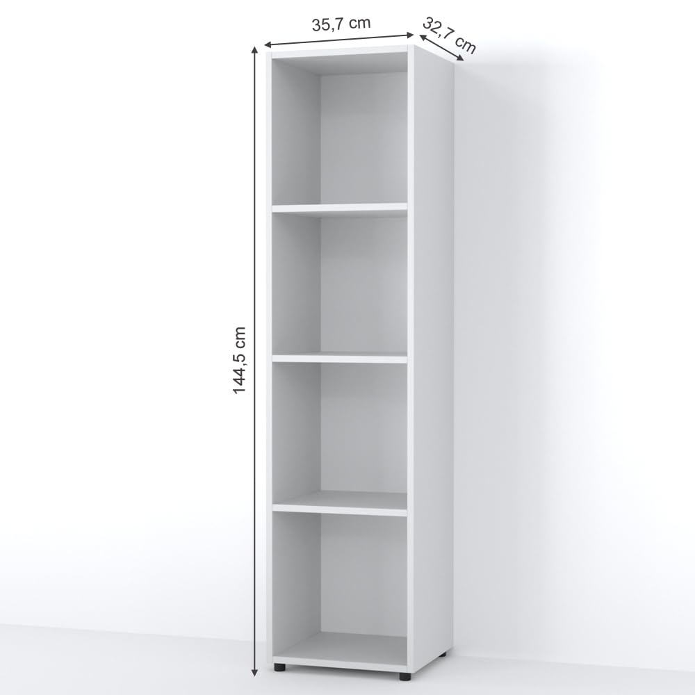 Vicco Meuble de Rangement Cube Ludus, Blanc, 142.5x36.2cm, pour Le Rangement et la présentation de Livres et de boîtes