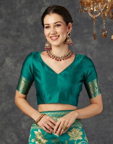 Image of Women's Banarasi Saree Pure Kanjivaram Silk Saree Soft Design Wear Pattu Sarees Cotton With Blouse Piece Kanchipuram for Wedding new ladies sadi