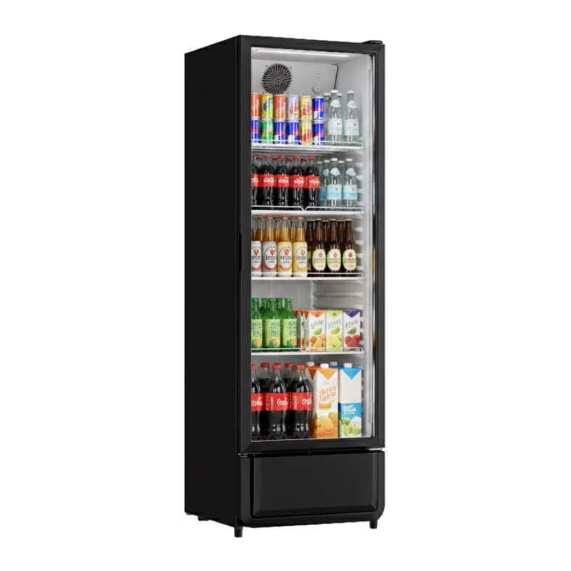 Armoire à Boissons Réfrigérée 380 Litres Noire et Blanche 1 Porte Vitrée