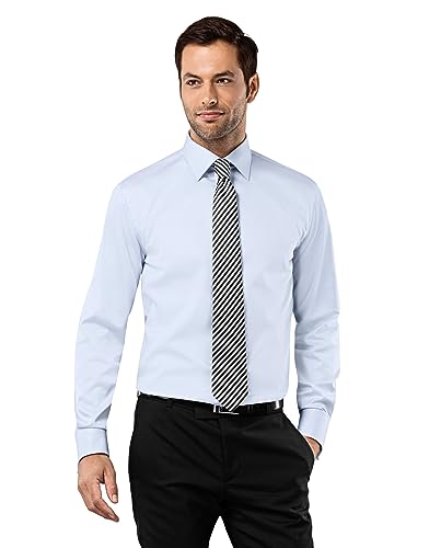 Vincenzo Boretti Chemise Homme, Coupe Normale Regular-fit, Tissu Infroissable et agréable à Porter, 100% Coton, Manches-Longues avec Poignet Mousquetaire,...