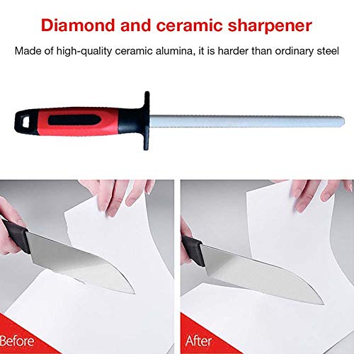 Abuycs 10 Inch Ceramic Rod Knife Honing, Ceramic Diamond Sharpening Rod For Stainless Steel Knives, Professional Knife Sharpener Rod For Home Kitchen #TOP4