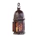 Gifts & Decor Moroccan Metal Amber Glass Candleholder Lantern Light