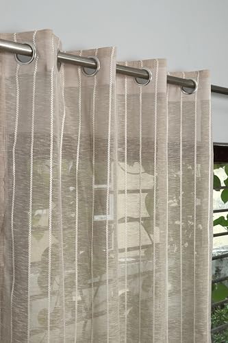 Image of Exporthub Sheer Linen Cotton Curtains for Window 5 Feet Set of 2, Brown - Light Filtering Breathable Fabric Drapes for Living Room & Bedroom (EHSPR053 54)