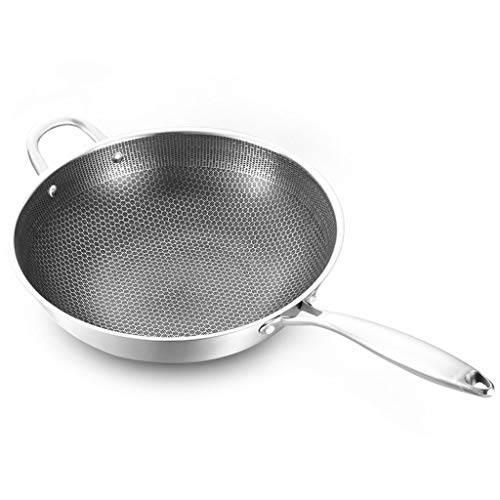 Wok de acero inoxidable con mango desmontable y antidezlizante