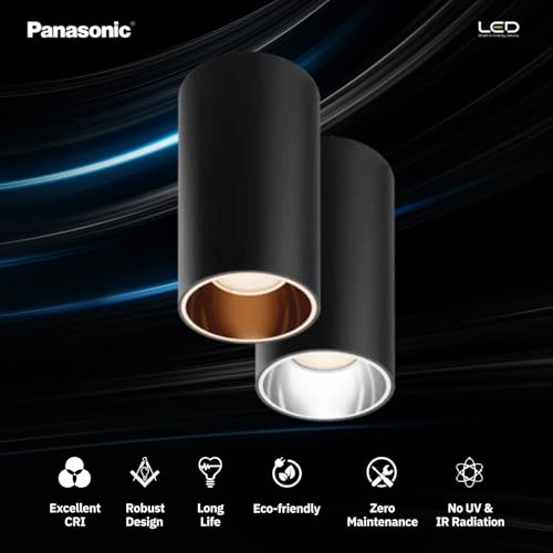 Image of Panasonic 12W Cylindrical Surface Spot Light, Silver Reflector, Ceiling Light for Home with Silver Reflector (Natural White - PDSM01124)