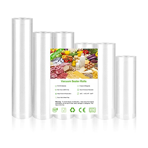 Sac Sous Vide Alimentaire - 6 Rouleau 15|2x20|2x25|28 x300cm, Sans BPA, Sac de Congelation Sous Vide, pour Conservation des Aliments la Cuisson & Cuiseur Sous Vide